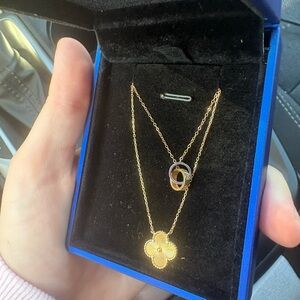 Elegant REAL Gold and Silver Hoop Pendant Necklace